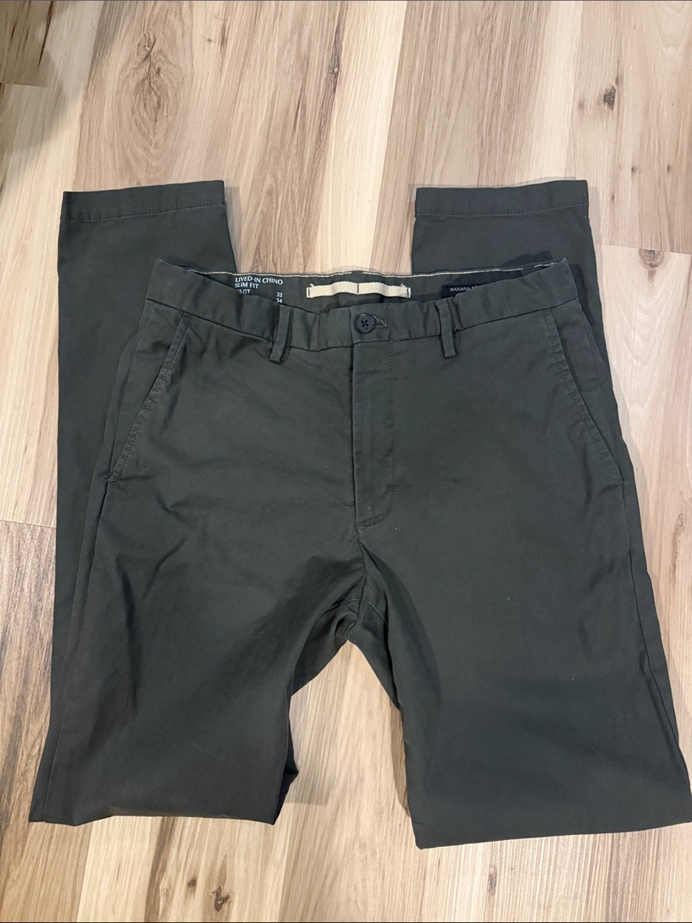 Banana Republic Dark Olive Green Slim Chinos 32x34